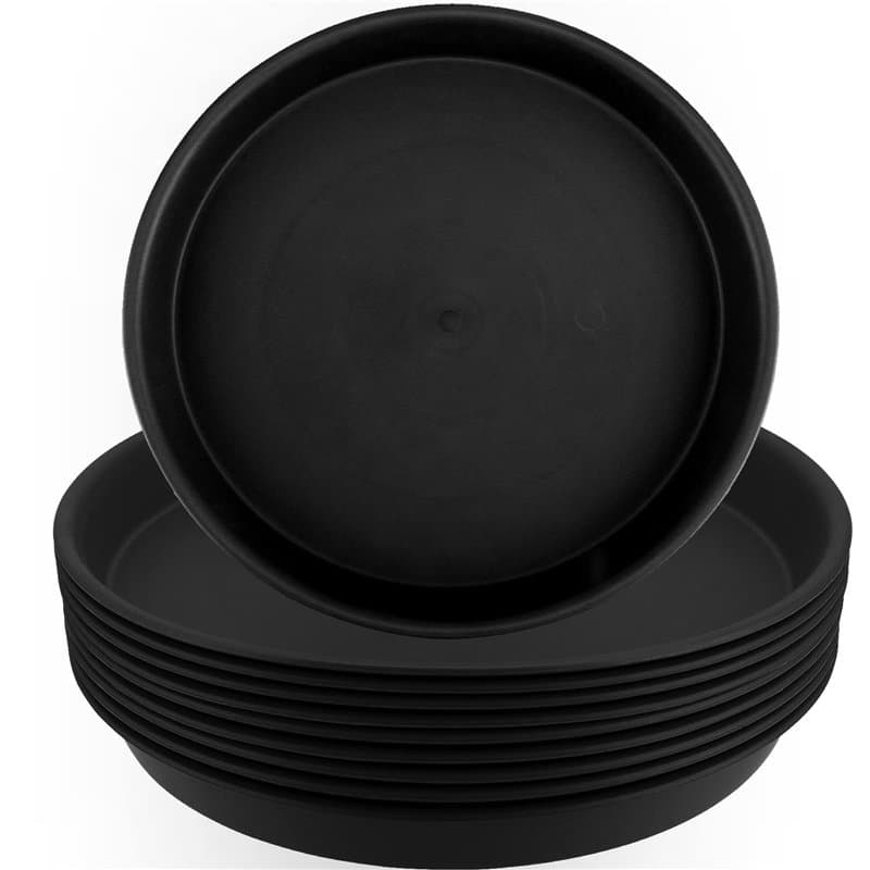 HAKZEON Lot de 10 Soucoupes Rondes en Plastique, Noir Plateaux de Planteur de 30,5 cm pour Pot de Fleurs, pour Intérieur et Exté