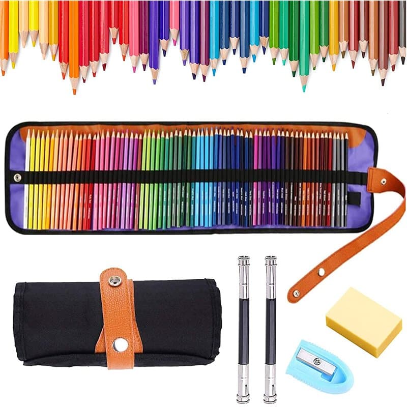 JOYBOY Crayons de Couleur Professionnel,72 pièces Crayons de Couleur Aquarellable,avec gomme,2 rallonge de crayon,Taille-Crayon