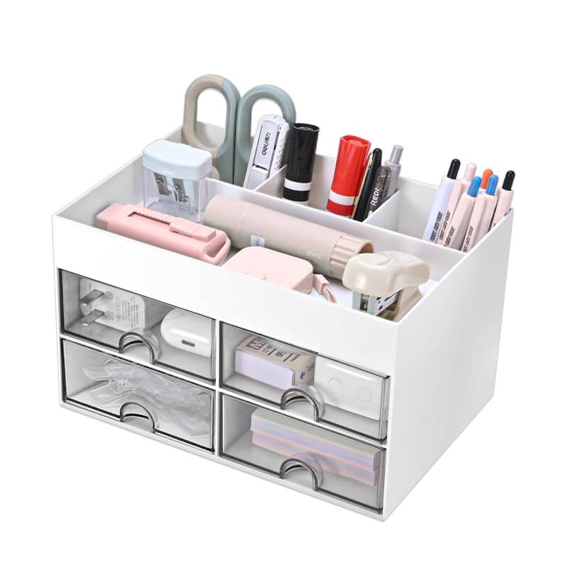 Organiseur Bureau Multifonctionnel, Organiseur de Bureau avec Tiroirs, Organisateur Bureau Compact pour Maison, École et Bureau