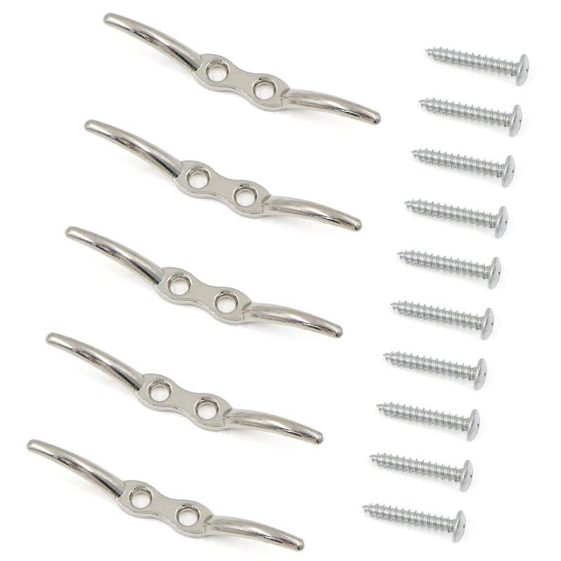Taquets d'amarrage Crochet Aveugle Mât 5 Pièces en Acier Inoxydable Serre Câble Crochet de Mât de Drapeau Taquet D'amarrage Taqu