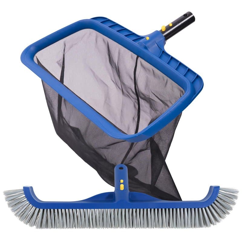 POOLAZA Kit de nettoyage de piscine avec filet de skimmer à mailles fines et brosse de piscine de 45 cm, skimmer en filet stable