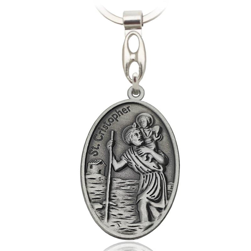 YUJUE Porte-clés Saint Christophe, Plaque Saint Christophe, Saint patron des conducteurs et des voyageurs - pendentif de protect