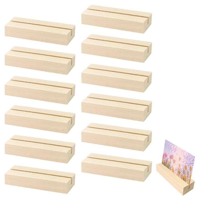 SEPWGUMD Porte-carte et porte-photo en Bois - Lot de 12, Idéal comme Porte-nom pour Table et Porte-menu pour Mariages, Petit et