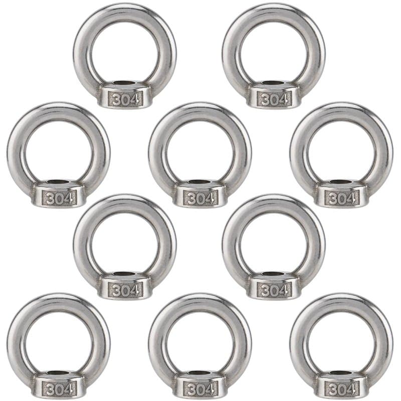 NAMYEUT Lot de 10 Écrou à Oeil de Levage M10, Écrou à Oeil de Levage Acier Inoxydable 304, Écrou à œillet poli, anneau de levage