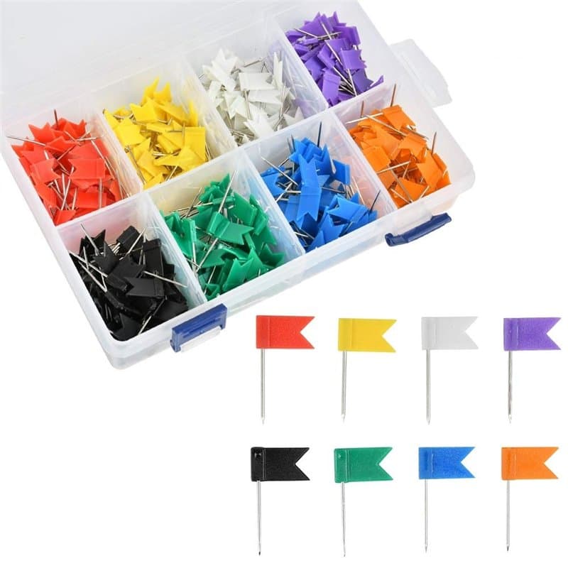 DODUOS 400 pièces Drapeaux de Drapeau Épinglettes Épingles de Drapeau colorées en 8 Couleurs pour Carte du Monde, Tableau d'affi