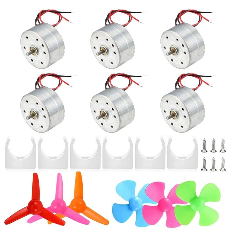 CHEVVY 6 Set Mini Motor Kit 3V DC motor 5000 RPM avec Mini Feuille De Ventilateur Ensemble de Moteur Miniature pour Expérience É