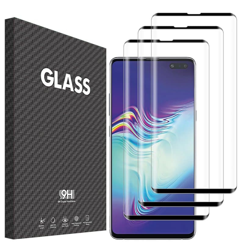 Vsjnk Verre trempé pour Samsung galaxy S10 5G Film protection ecran, 3 Pièces protector HD Vitre 9H Dureté Glass Sans Bulles Ant