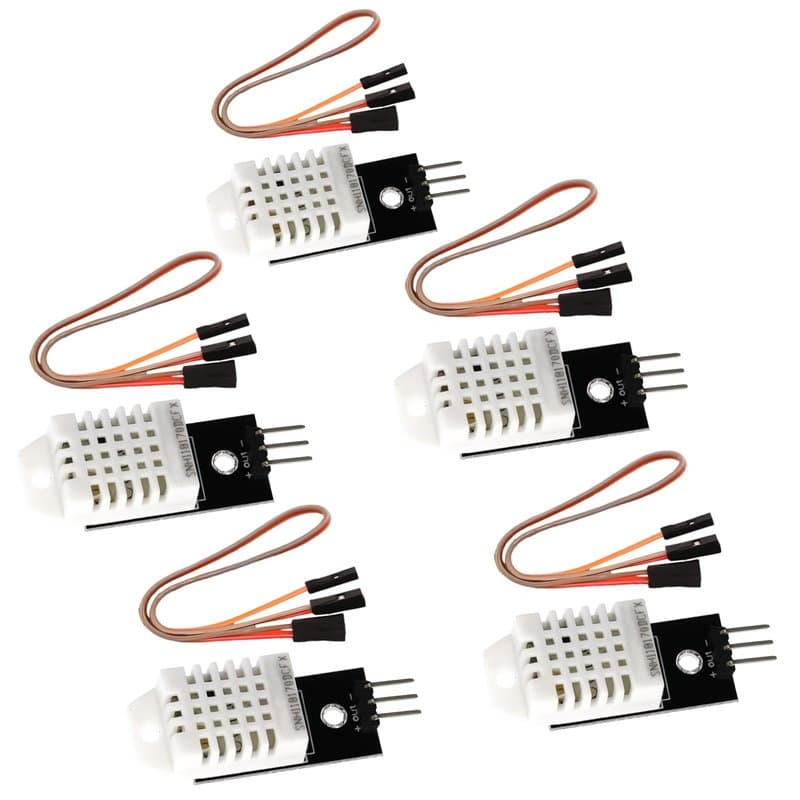 Lot de 5 capteurs de température DHT/2302-22 modules - Capteur d'humidité - Avec platine et câble - 3,3-5,5 V - Compatible avec