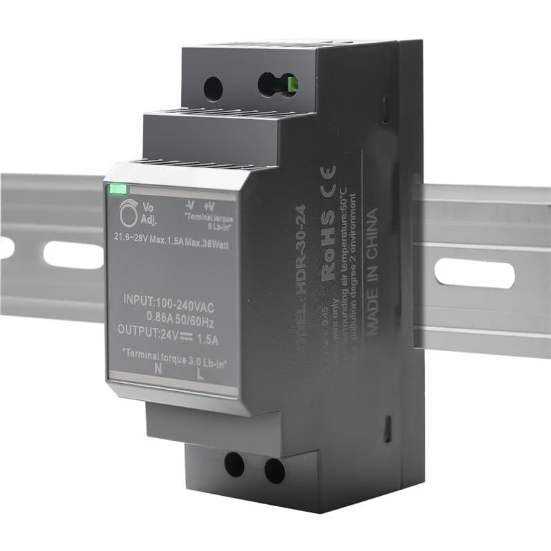 Bloc d'alimentation 24 V CC 30 W 1,5 A HDR-30-24 pour rail DIN transformateur 24 V pour appareils d'automatisation industrielle