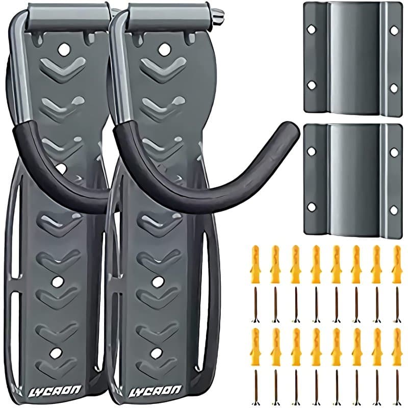LYCAON Support Velo Mural, Support Mural pour Vélo (Gris ultime), Porte Velo Mural Peut Contenir Jusqu'à 68lb, avec Plateau à Pn