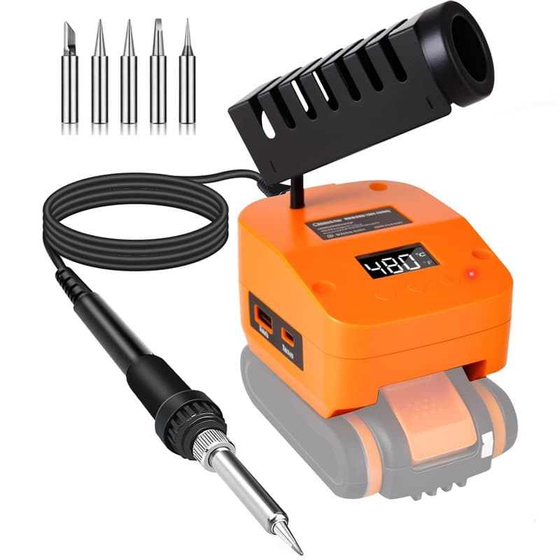 Fer à souder sans fil pour batterie Worx 20 V, chauffage rapide, station de soudage numérique LCD électrique avec ports de charg