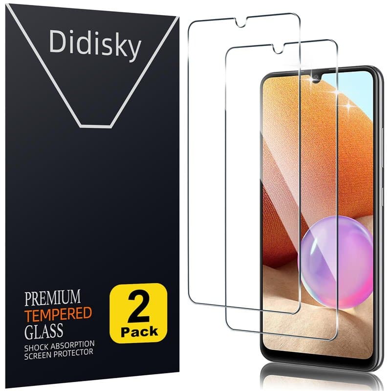 Didisky Lot de 2 Protecteur Verre Trempé pour Samsung Galaxy A32 4G, Film Protection écran, dureté 9H, Pas de Bulles, Haute défi