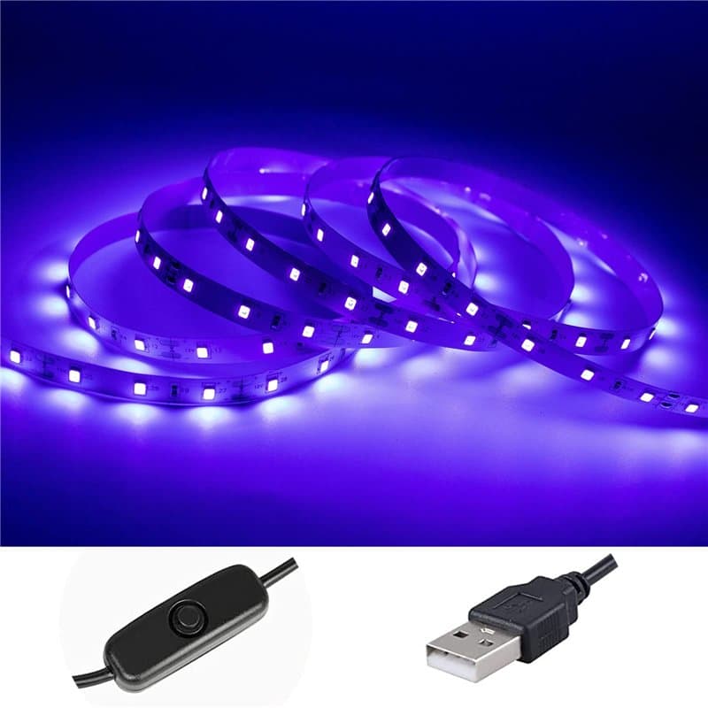 BAOMING UV Light LED Strip 3M USB Powered Black Light DC5V 12W Flexible Blacklight Strip Lights, Non Imperméable à l’eau, Décor