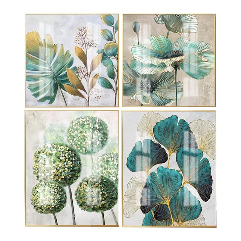 DCIDBEI 30x40/30CM Diamond Painting Feuilles Vert et Doré, Élégant Simple 5D Diamant Peinture Luxe, Broderie Diamant Kit Complet