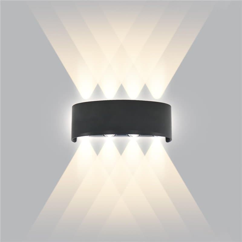 CHEVVY Applique Murale LED Noir 8W Applique Intérieur/Exterieur Murale IP65 Lampe Blanche Chaude 3000K Murale Moderne Carré Up D
