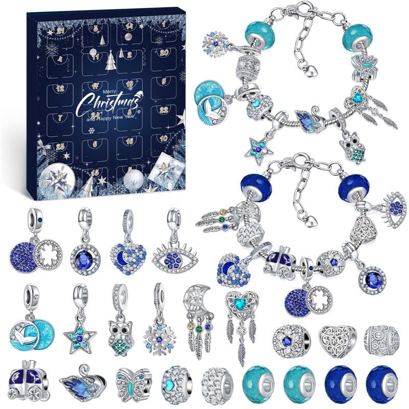 Hymarvo Calendrier de l'Avent 2025 Bijoux Femme Fille, 24 Surprise Calendrier de lavent Enfant Ado, DIY Calendrier de Noël Charm