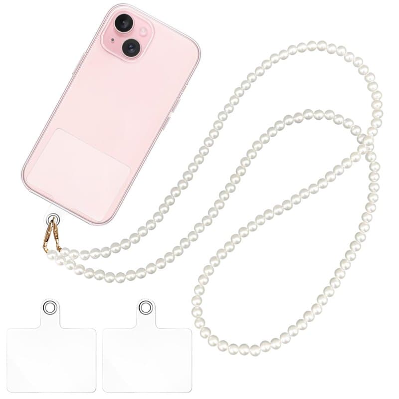 Wugauwor Cordon Telephone Portable Bijoux avec 2 Patchs Universels, Dragonne Telephone Portable en Perles, Laniere Telephone Por