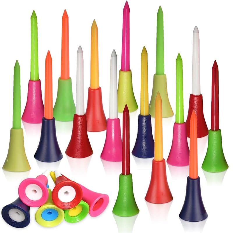mizikuu Tees Golf Plastique, 50 pièces 83mm 3 1/4 Pouce Tee Golf Durable Portables avec Tête en Caoutchouc pour La Pratique Et l