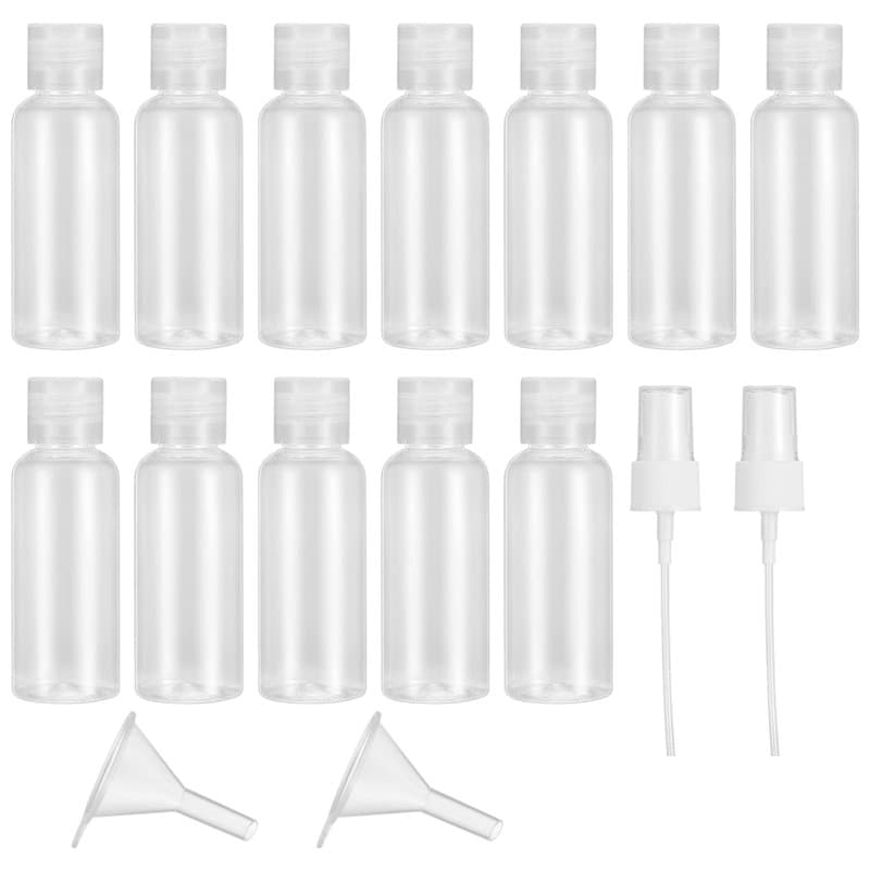 12 Pièces Flacons Vide de Voyage, 50ml Bouteille Conteneur de Voyage Plastique pour Shampooing, Après-shampooing, Lotion, Produi