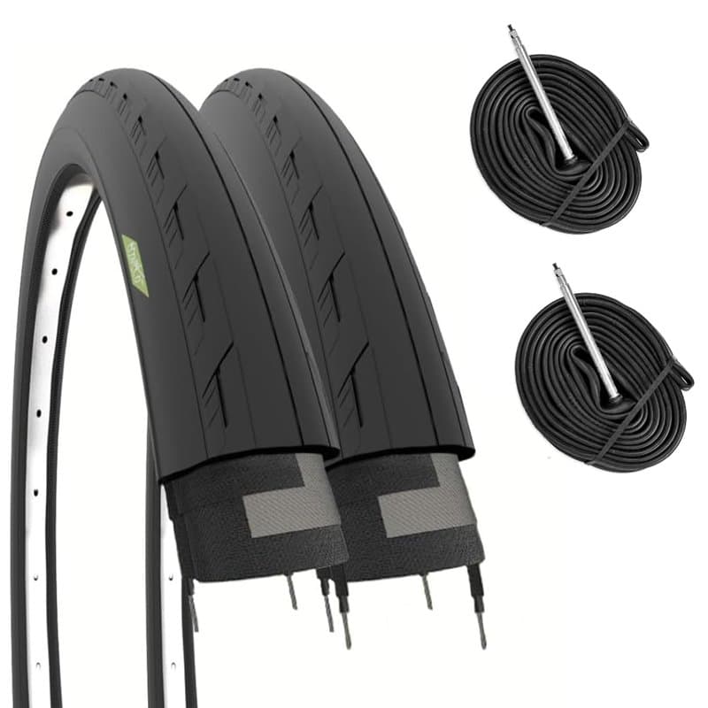 ECOVELO (25-622) 2 pneus 700 x 25 C (25 – 622) + Chambres Adulte Unisexe, Noir, 700x25