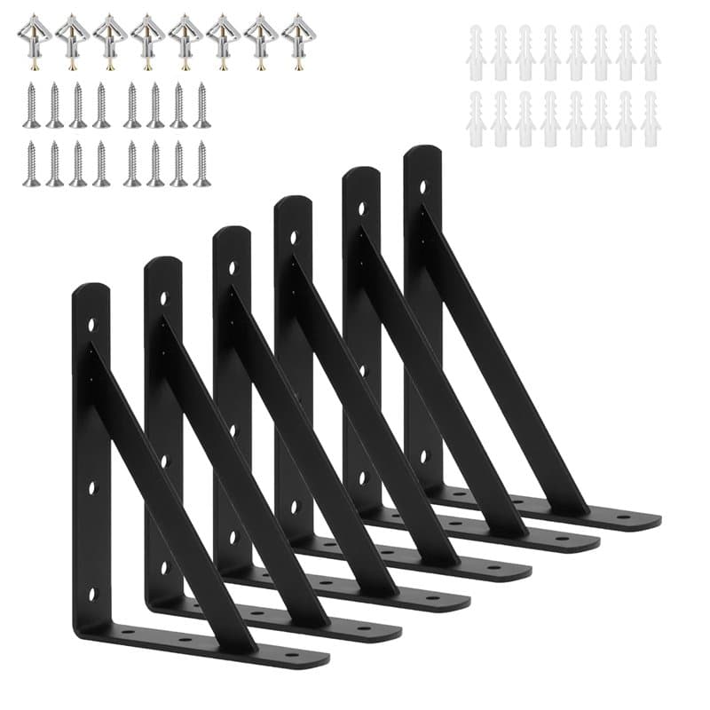 Lot de 6 supports d'étagère I 200 x 120 mm I Supports d'étagère avec vis I Support mural étagère Charge maximale 30 kg I Support