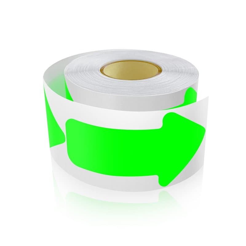 Lot de 200 flèches autocollantes - 5 x 10 cm - Flèches - Marquage de sol - Autocollants - Résistant aux intempéries - Vert fluor