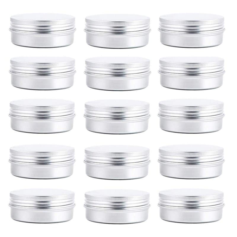 Lot de 24 boîtes de rangement vides en aluminium argenté avec couvercle à visser pour thé, épices, fard à paupières, baumes à lè