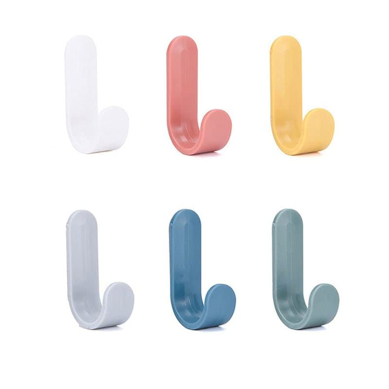 nanaxagly Lot de 6 crochets muraux adhésifs, crochets pour écharpe, crochets pour ustensiles de cuisine, crochets en plastique p