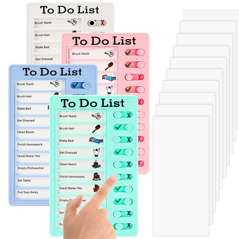 Litimkat Lot de 4 Tableau Memo Checklist, tableau de liste de contrôle de liste de choses à faire,avec 10 papiers effaçables à s