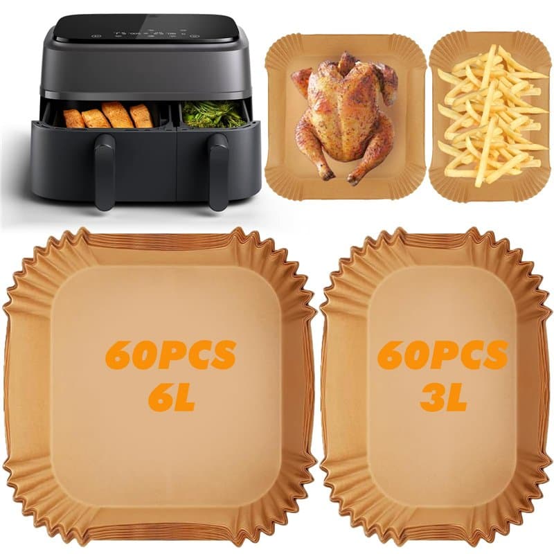 YAMAIDUO Papier Cuisson Air Fryer 120 Pièces Compatible avec Philips Dual 3000/5000 Series Cookwise, Jetable Antiadhésive Papier