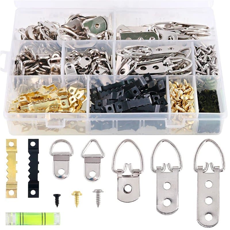 Swpeet 601 pcs Kit de crochets de crochets robustes avec 1 mini dégradé, assortiment de crochets avec vis pour la maison, le bur