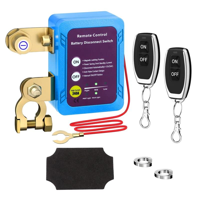 Feelhap Disjoncteur de Batterie Télécommandé Sans Fil, Interrupteur d'arrêt Automatique avec Télécommandes, Coupe Circuit Batter