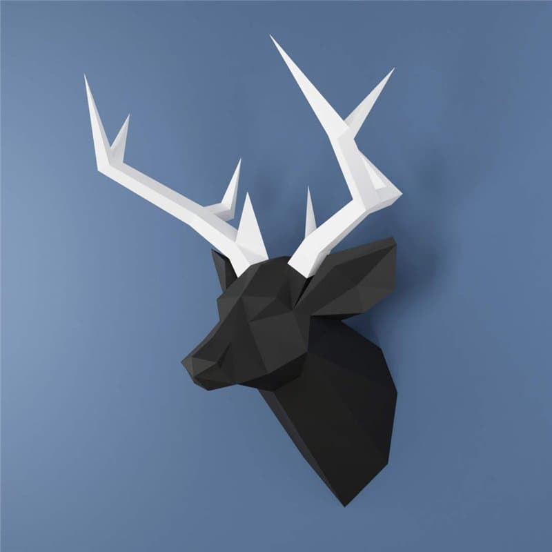 Tête de cerf, Yona DIY Papercraft kit, tête de cerf de papier, Décoration,Décoration d'intérieur, trophée de papier, cadeau, Ori