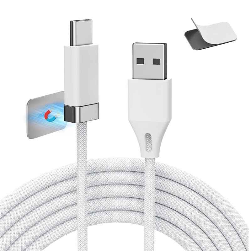 Magtame Staycable Câble USB vers USBC avec support magnétique, 5 FT/1,5 m USB-A vers type C, charge rapide et gestion des câbles