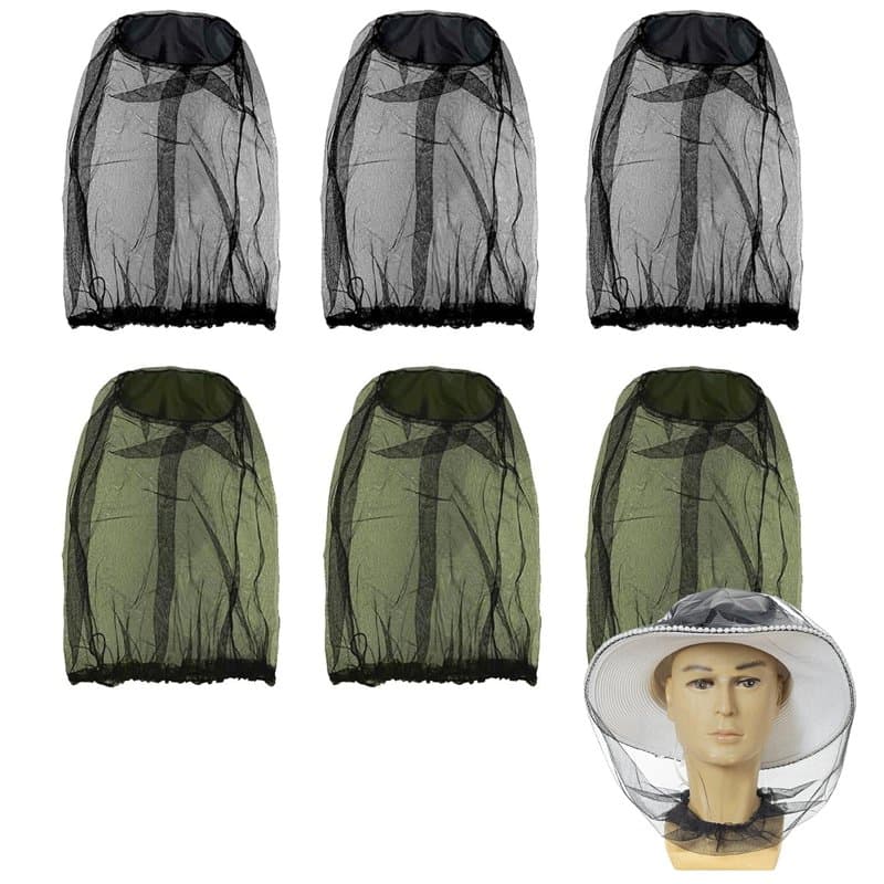 6 Pièces Chapeau Moustiquaire, Tête de Moustique Net, Filet Insecte à Mailles Fines, Anti Insectes Moustiquaire pour Extérieur,