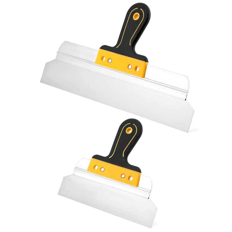 QWORK® Ensemble de Couteau à enduire 250mm + 400 mm, Spatule enduit en acier inoxydable, Poignée ergonomique avec trou de suspen