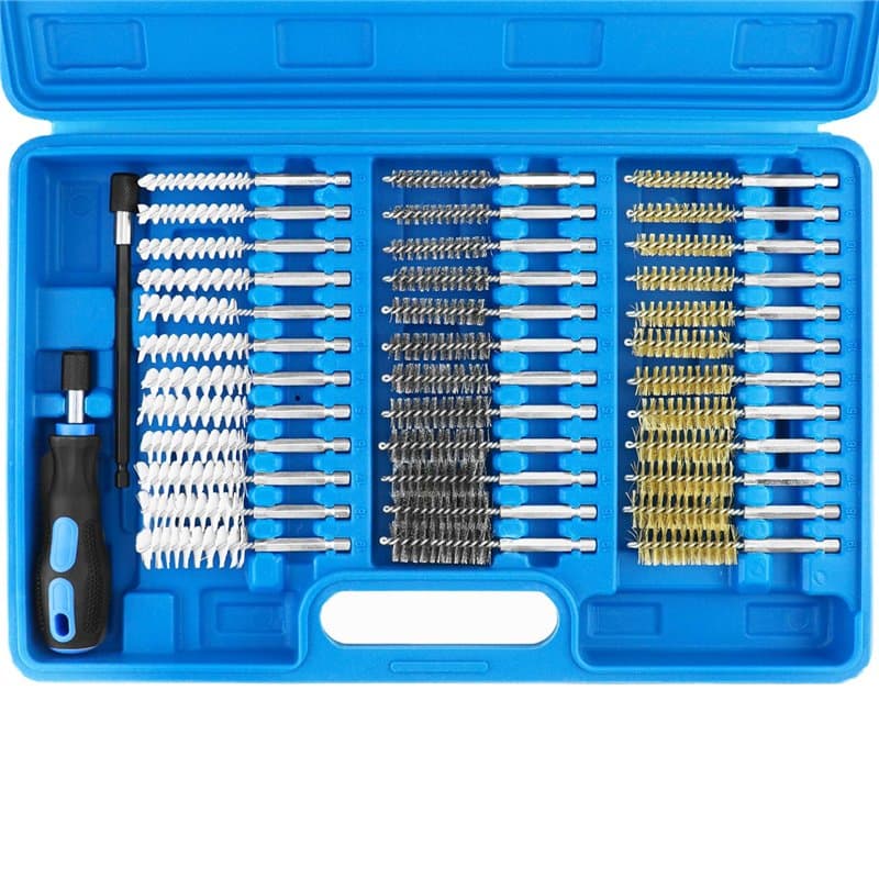 QWORK® Jeu de brosses de nettoyage 38 pièces, Brosses rondes 8-19 mm en nylon/laiton/acier avec rallonge de 150 mm