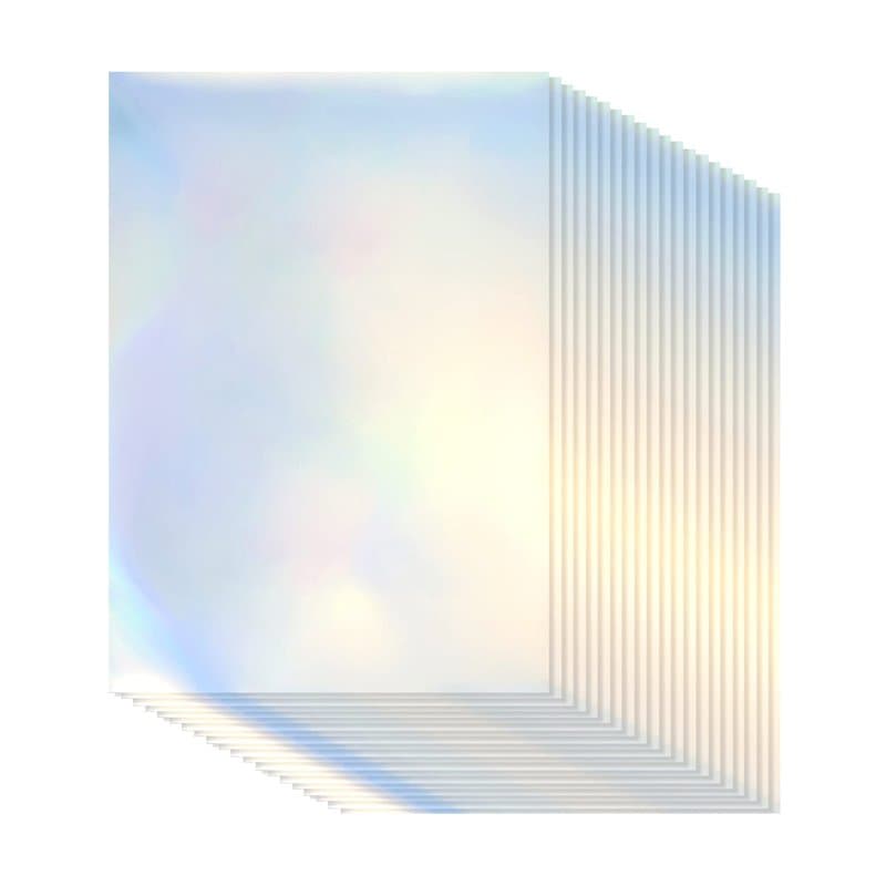 QWORK® 20 Feuilles de Papier Holographique Imprimable - Format A4 - Papier Autocollant en Vinyle Séchage Rapide et Imperméable p