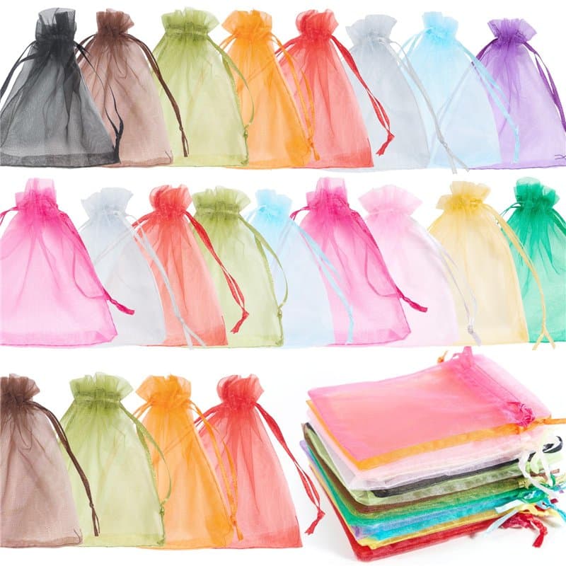 Lot de 40 Organza Pochette Cadeau 10x12 CM, Marriage Sacs à Cordon Coloré, Sachet Bonbons Anniversaire, Petit Sac Cadeau de Lava