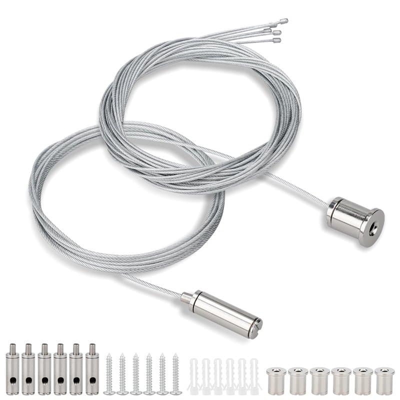 6 Pièces 1,5mm × 2m Ajustable Cable Suspension, Cable Acier Cable Suspension Luminaire Agencements, Câble Métallique Fixation po