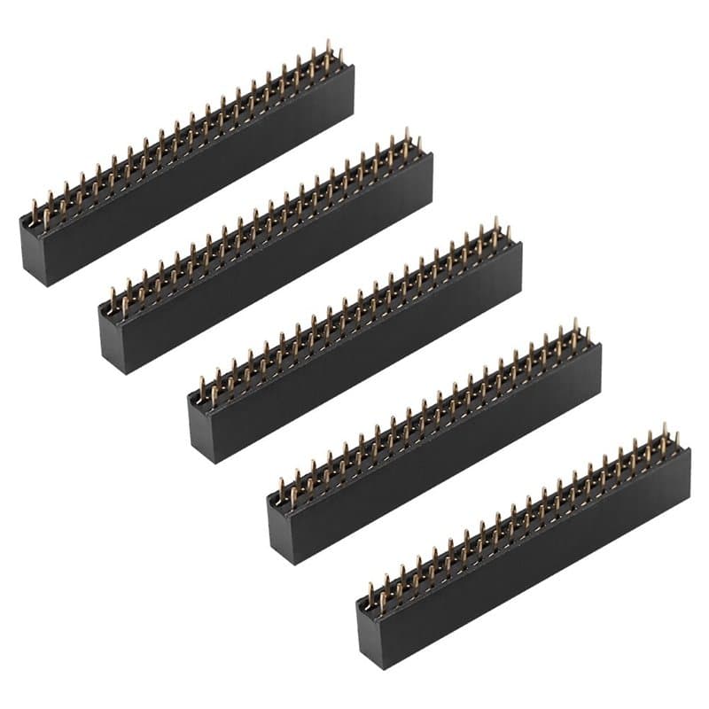 Akozon 5pcs 2 x 20 Pins 2.54m Header Strip Bande Mâle-Femelle Double Rangée Broche Courte En-têtes pour