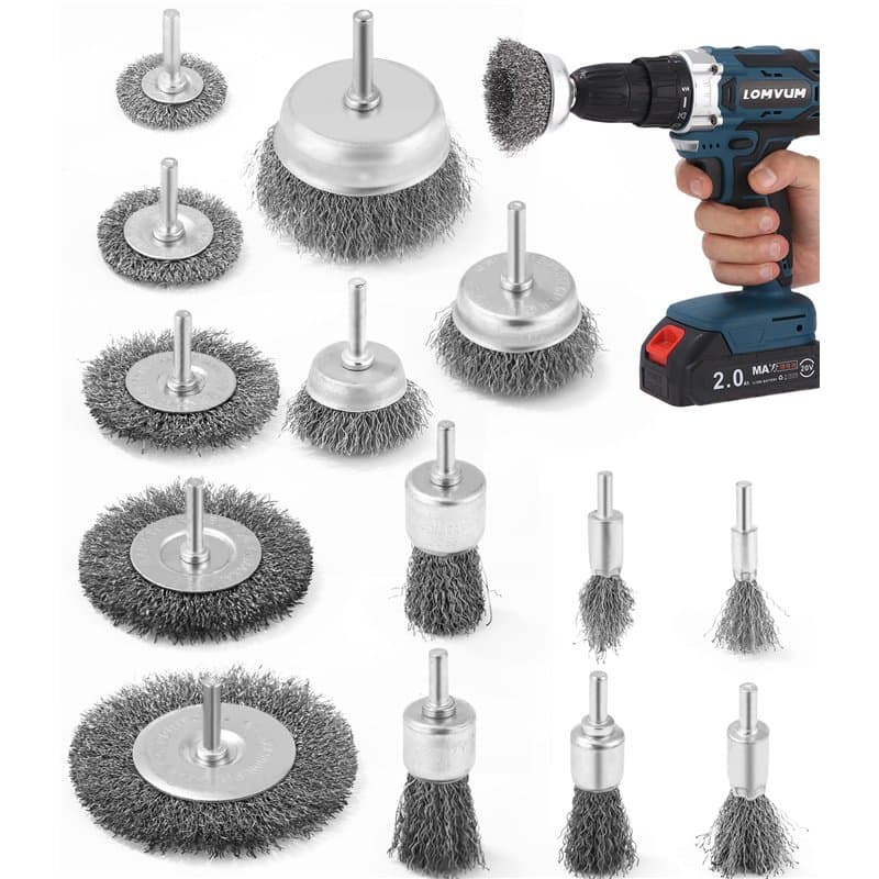Lot de 14 Brosses Métalliques, Brosse Metallique pour Perceuse Queue de 6 mm,Visseuse Perceuse à Nettoyer Bois en Métal L'Élimin
