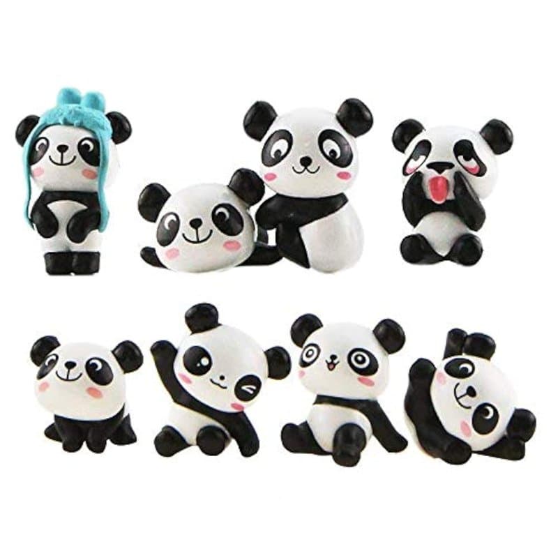 LHKJ 1 Lot de 8 pcs Mini Animal Miniature Panda Décoration,Mignon Jouets Figurines Décoration,DIY Jardinage poupée