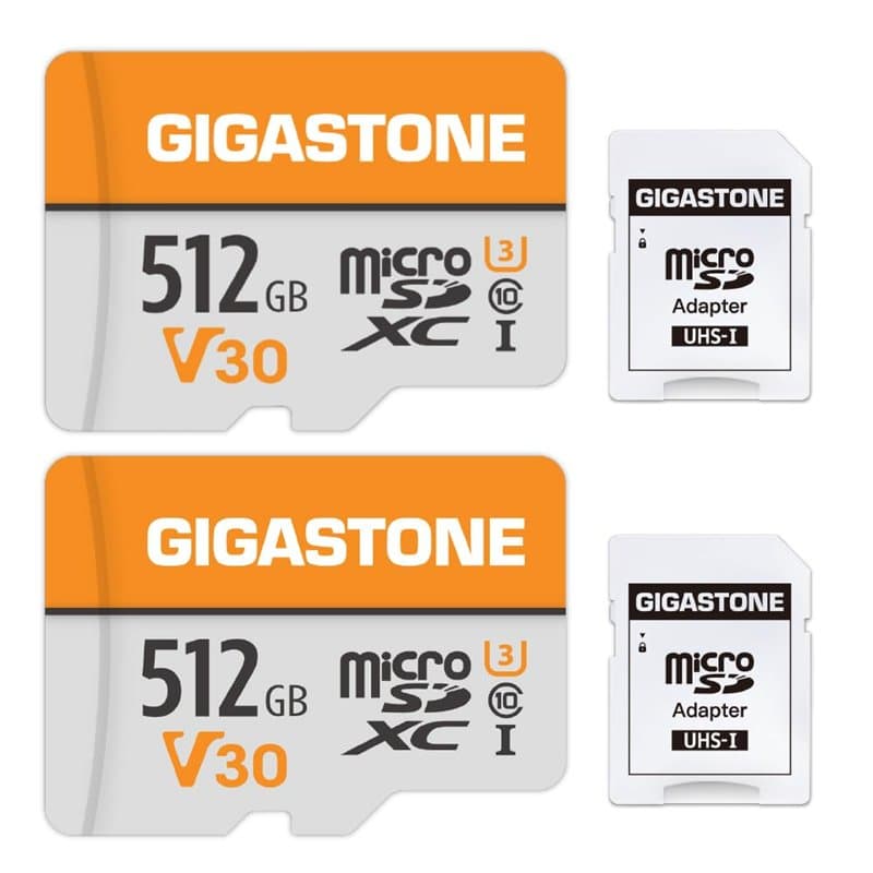 Gigastone Carte Mémoire 512 Go Lot de 2 Cartes, Compatible avec Caméra Tablette Laptop, Haute Vitesse pour 4K UHD Vidéo, V30 U3