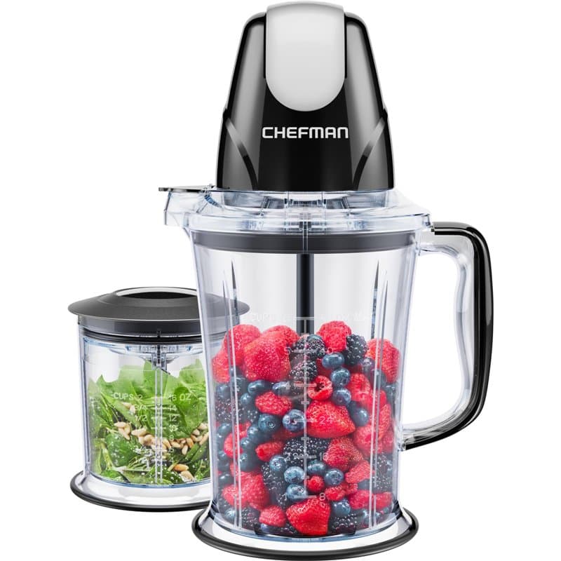 CHEFMAN 2-in-1 Food Processor and Portable Blender with 400W Motor, 2-Tiered Blade System, Ice Crusher - Ideal for Smoothies, Pu