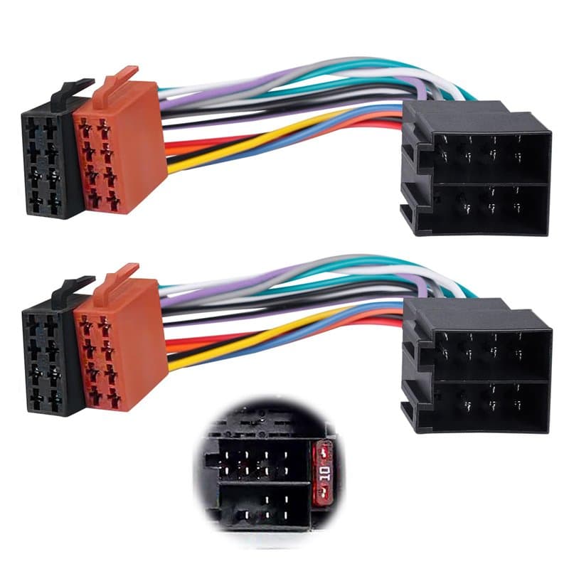 Adaptateur ISO Autoradio Universel: 2 Pièces Faisceau Autoradio Connecteur ISO Autoradio, Faisceau de Câblage 16 Broches pour VW
