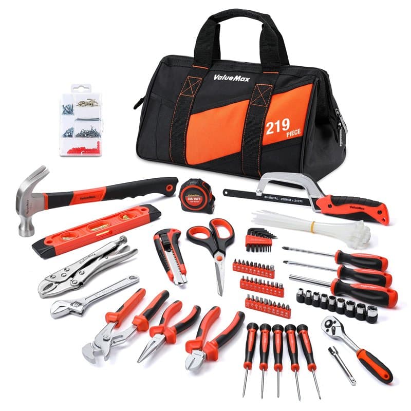 ValueMax Kit d'Outils 219 Pièces avec Sac Durable, Caisse à Outils Complete pour Bricolage, Réparation et Entretien Domestique