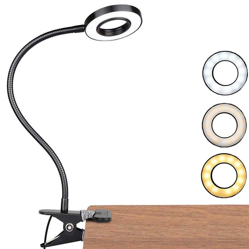 LED Lampe De Bureau à Pince, USB Alimenté Flexible Lampe De Lecture à Pince Pliable Réglable Lumière Douce Protection Des Yeux A