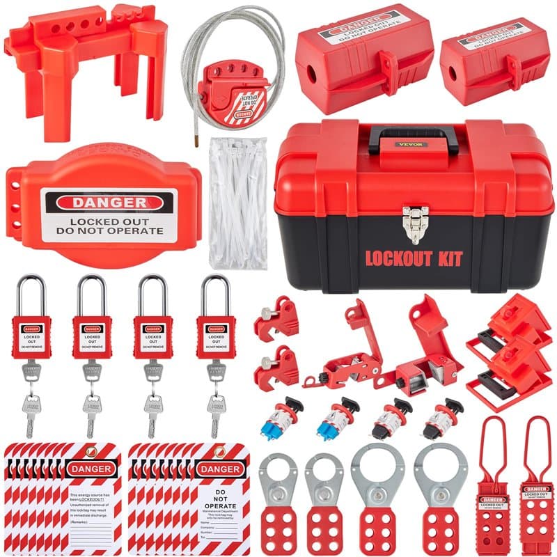 VEVOR Kit d'Étiquetage de Verrouillage 42 Pièces Kit de Station de Cadenas d'Étiquetage 40 x 24 x 24 cm Kit de Sécurité Électriq