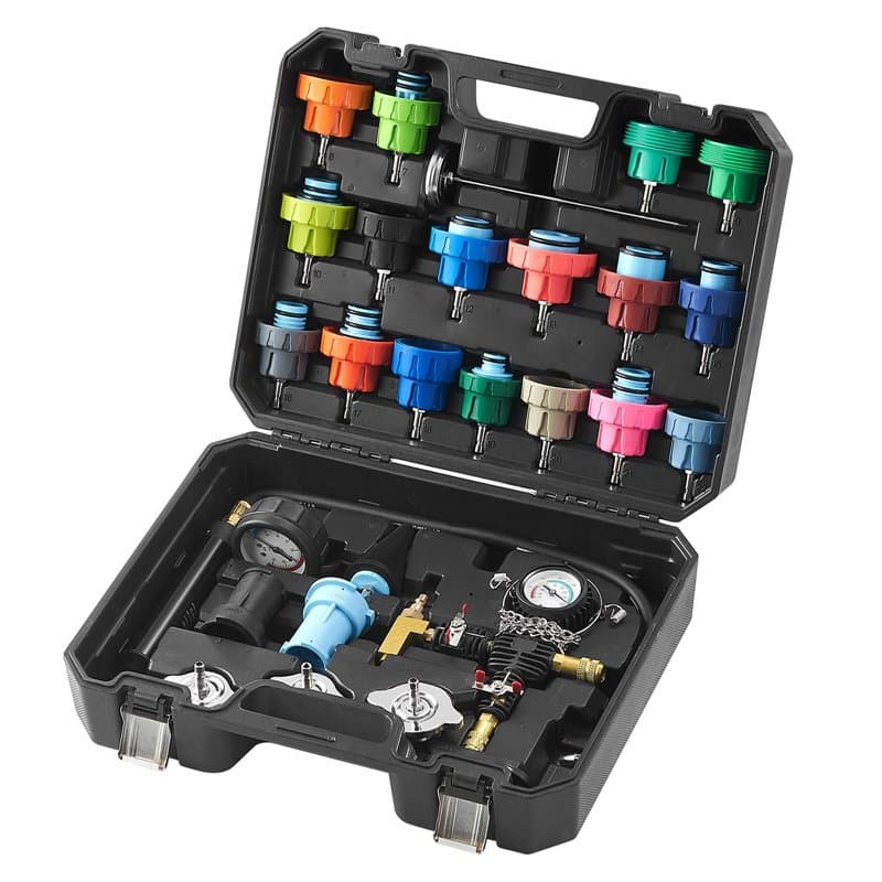 VEVOR 28PCS Kit Testeur de Pression et de Rechange du Liquide de Refroidissement Radiateur Universel Pompe Manuelle Adaptateurs